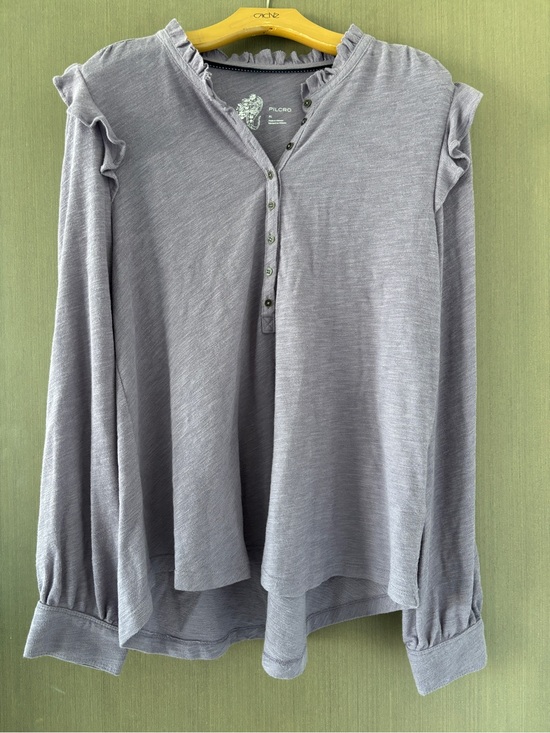 Pilcro Tops - Pilcro (Anthropologie) Ruffle Henley Top Purple Gray - Size XL - NWT